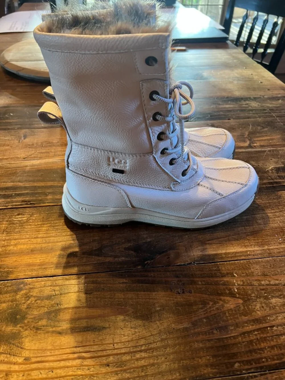 UGG Women’s Adirondack III Tipped Waterproof White Leather Boots